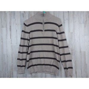 Old Navy Men’s Striped Brown/Tan Long Sleeve Quarter Zip Sweater Size S